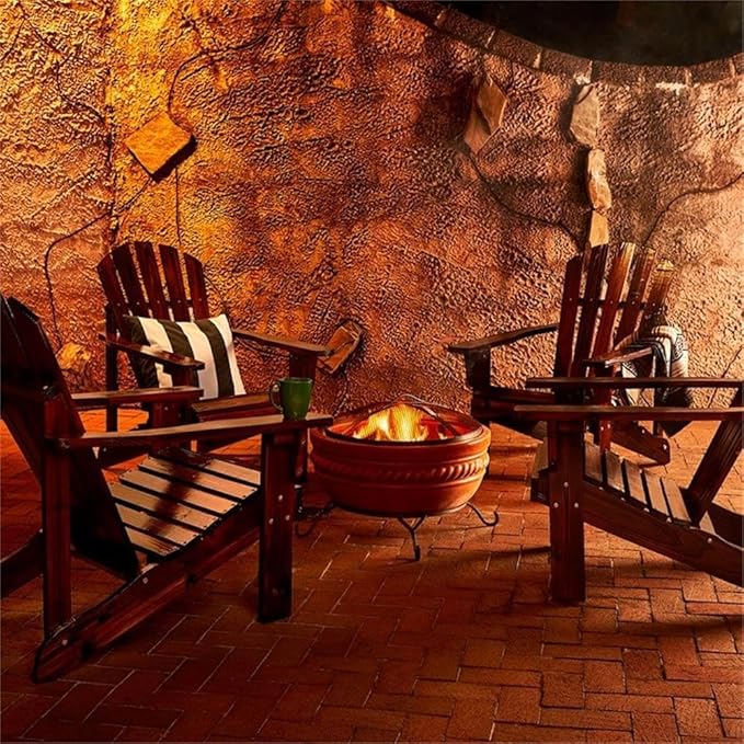Pemberly Row Adirondack Chair, 36" H x 35" W x 28.25" D, Cedar Wood, Brown Finish, Ergonomic Design, Contoured Seat, Wide Arms, High Back Support, Outdoor Patio or Deck Furniture for Relaxation