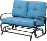 JY QAQA Outdoor Patio Metal Swing Glider Rocking Bench, Garden Loveseat Porch Furniture Glider - Photo 1