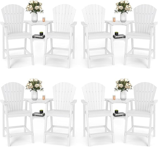 FOOWIN Tall Adirondack Chair Set of 8, All Weather HDPE Bar Height Adirondack Chair with Double Connecting Trays - Photo 1