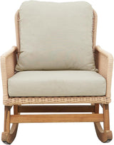 Outdoor Wooden Rocking Chair, Patio Rocking Chair with Soft Cushions & Wood Leg - Photo 3