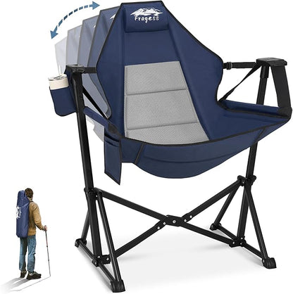 Portable Hammock Camping Chair with Adjustable Back, Folding Hammock Chair Supports 330lbs, Camping Swing Chair for Adults, Camping Hammock Chair for Lawn, Concerts, Backyard, Stargazer