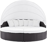 Modway Convene Wicker Rattan Outdoor Patio Retractable Canopy Round Poolside Sectional Sofa Daybed with Cushions in - Photo 6
