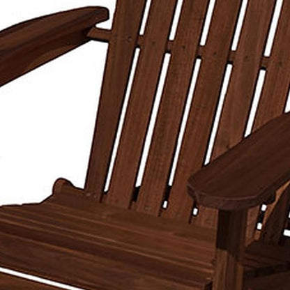 Benjara BM302157 34 Inch Outdoor Adirondack Chair, Dark Brown Wood, Wide Armrests