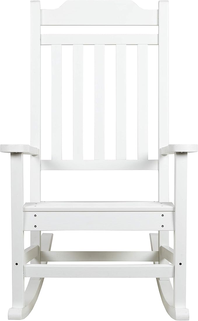 Flash Furniture Set of 2 Winston All-Weather Rocking Chair in White Faux Wood