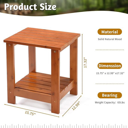 Outvita Outdoor Side Table, Acacia Wooden End Table Small Coffee Table for Patio Balcony Garden Living Room Bedroom Sturdy