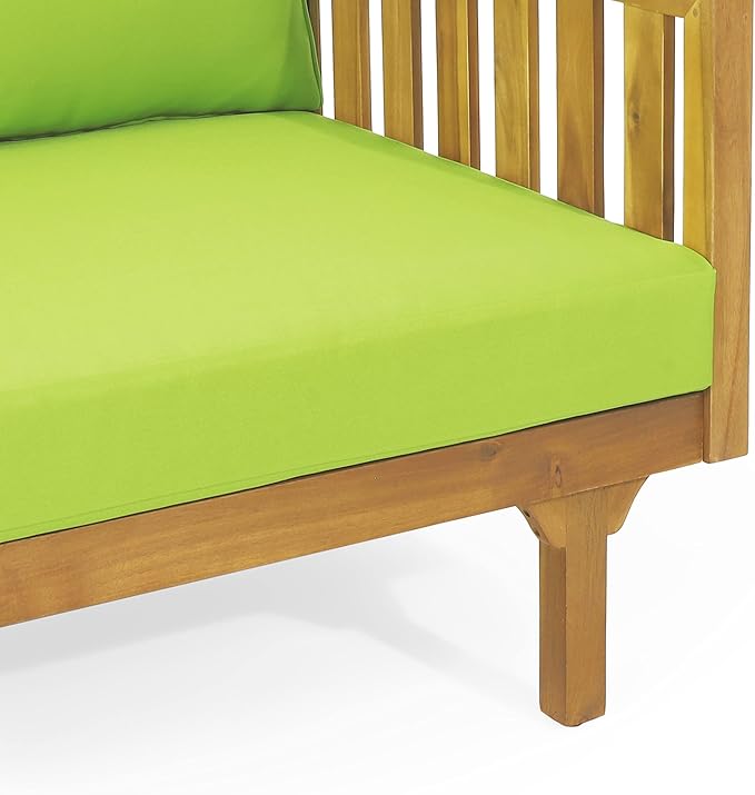 Claremont Outdoor 3 Seater Daybed with Cushions - Acacia Wood - Teak/Green - Photo 5