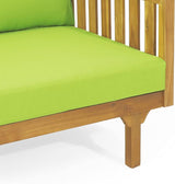 Claremont Outdoor 3 Seater Daybed with Cushions - Acacia Wood - Teak/Green - Photo 5