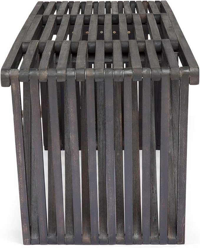 Christopher Knight Home Esme Outdoor Acacia Wood Bench, Dark Gray Finish - Photo 5