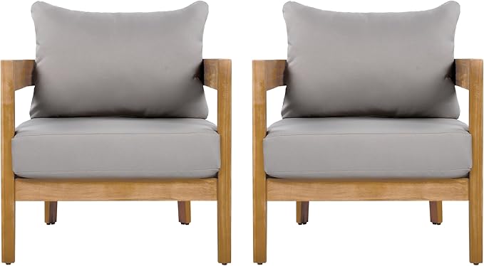 Christopher Knight Home Nadine Acacia Wood Club Chairs Set of 2, Outdoor Accent Chair, Tub Shape Design Armchair - Photo 4