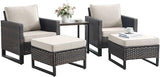 Rilyson Wicker Outdoor Patio Furniture Set - 5 Piece Patio Conversation Set with 2 Wicker Armrest Chairs - Photo 7