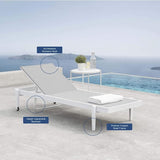 Modway Charleston Outdoor Patio Aluminum Metal Chaise Lounge Chair in White Gray - Photo 8