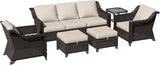 6 Pieces Patio Conversation Furniture Set - 1 Sofa, 2 Armchairs, 2 Ottomans, 1 Side Table - Photo 6