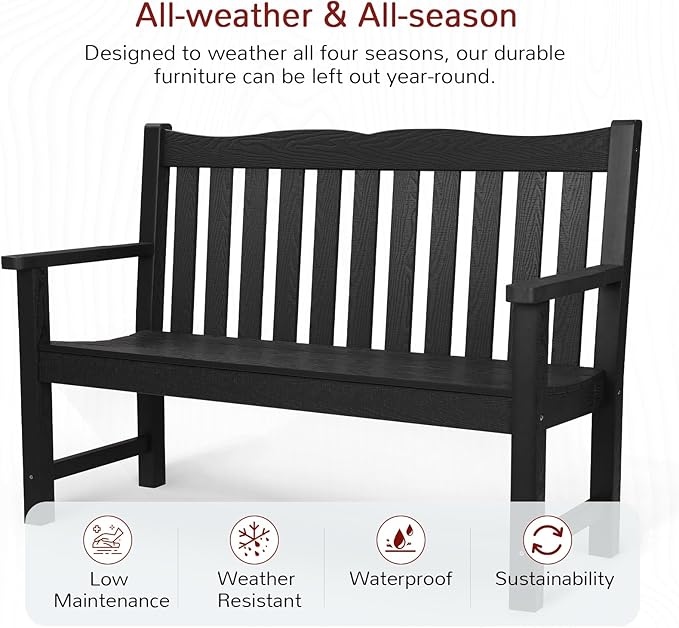 Stoog Weatherproof Outdoor Bench & Outdoor Chairs Set, Patio Furniture Set, Include 2 Garden Chairs and 1 Garden Bench - Photo 4