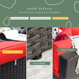 Devoko 2-Piece Modern Red Rattan & Metal Patio Sofa Set - Sectional Corner Sofa & Armless Sofa - Photo 4