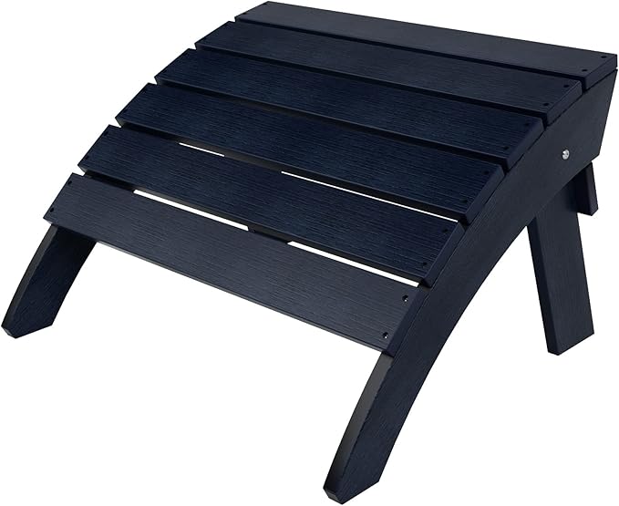 WestinTrends Tuscany Adirondack Ottoman, Real Wood Like Outdoor Ottoman for Patio, All Weather Poly Lumber Folding Ottoman Footrest for Adirondack Chair, Navy