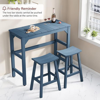 Stoog All-Weather Outdoor Bar Table, Patio Counter Height Bar Tables with Waterproof Top, Never Fade or Rot, for Balcony, Backyard, Porch, and Poolside, Blue