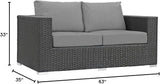 Modway EEI-1851-CHC-GRY Sojourn Wicker Rattan Outdoor Patio Sunbrella Fabric, Loveseat, Canvas Gray - Photo 2