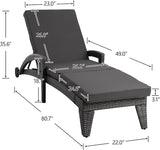 Chaise Lounge Chairs Set of 4, Upholstered 4-Positions Adjustable Lounge Chairs - Photo 2
