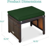 Best Choice Products Set of 2 Wicker Ottomans, Multipurpose Outdoor Furniture for Patio, Backyard, Additional Seating - Photo 7