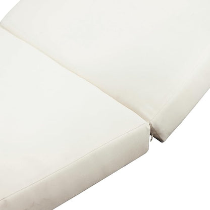 Merax, Cream Outdoor Chaise Lounge Foldable 2-Section Design, Patio Reclining Chair Cushions for Lawn, Pool and Beach, 27.75” W x 76.25” D x 4.00” H