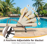 GarveeLife Outdoor Wicker Chaise Lounge Chair with Cushion, Metal Frame Patio Reclining Lounge Bed - Photo 5