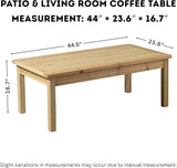 44 Inch Outdoor Cedar Coffee Table, Solid Cedar Wood Farmhouse Side Table with Slatted Top, Patio, Garden, Deck - Photo 3
