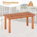 HAPPYGRILL Outdoor Wooden Coffee Table Patio Solid Wood Center Table with Slatted Tabletop - Photo 3