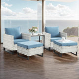Wicker Outdoor Patio Furniture Set - 5 Piece Patio Conversation Set with 2 Wicker Armrest Chairs - Photo 1
