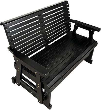 Fortune Candy Wooden Patio Glider with High Roll Back and Deep Contoured Seat, Solid Fir Wood, 2-Seater, Heavy Duty 800 LBS, 4 Ft. (Carbon Black)