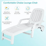 Tangkula Outdoor Chaise Lounge Chair, 5-Position Adjustable Recliner with Storage Box and Flexible Wheels - Photo 5
