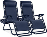 Best Choice Products Set of 2 Adjustable Steel Mesh Zero Gravity Lounge Chair Recliners w/Pillows and Cup Holder Trays - Photo 1