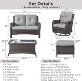 Belord 6 Piece Wicker Patio Furniture Set, Outdoor Swivel Rocker Chairs Set of 2 with Ottomans and Loveseat - Photo 9
