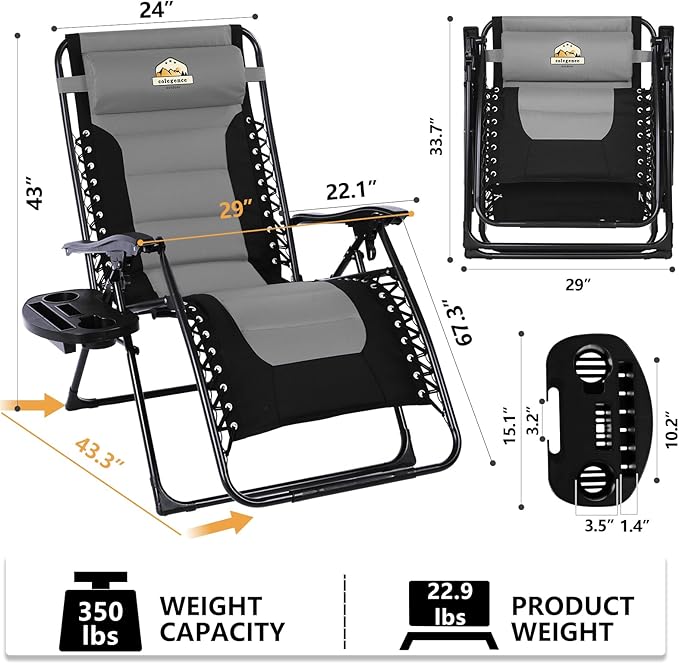 Oversized Padded Zero Gravity Lounge Chair - Photo 3
