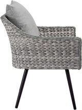 Modway EEI-3177-GRY-GRY-SET Endeavor 4 Piece Outdoor Patio Wicker Rattan Sectional Sofa Set, Gray - Photo 3