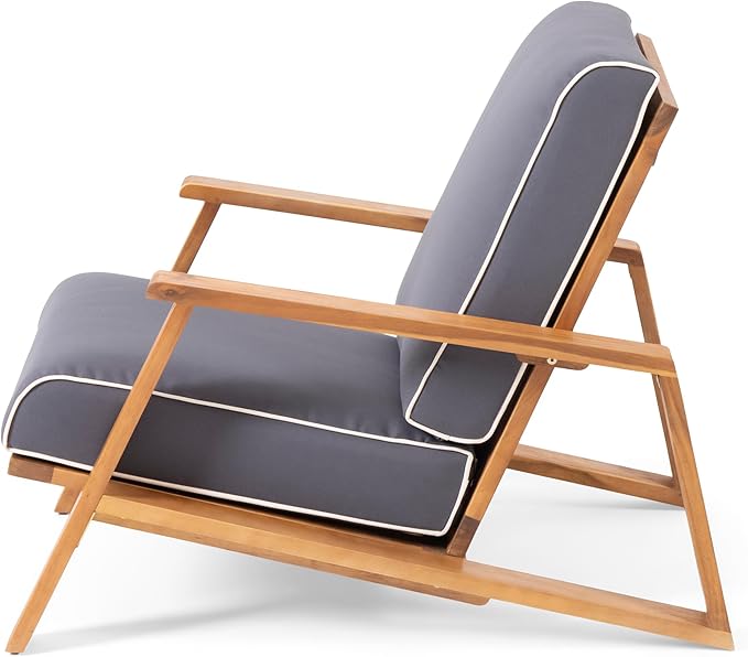 Christopher Knight Home Paloma Outdoor Club Chair with Cushion - Acacia Wood - Teak/Dark Gray