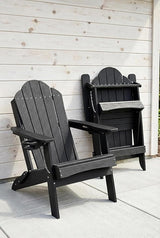 LUE BONA HDPE Folding Adirondack Chairs Set of 4 - Weather Resistant Seating with Cup Holder for Patio, Fire Pit - Photo 3
