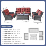 Rilyson Outdoor Patio Furniture Sofa Set - 7 PC Rattan Wicker Patio Sectional Conversation Sets with Sofa, Loveseat - Photo 2