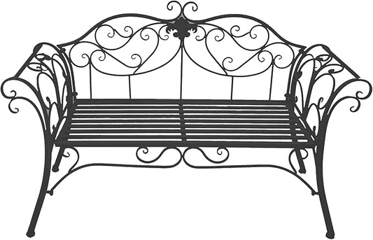 Outdoor Bench Garden Benches for Outdoors Patio Bench Metal Front Porch Bench with Sturdy Cast Iron Metal Frame, Metal Garden Bench Chair 2 Seater for Garden, Yard, Patio, Porch and Sunroom (Color :