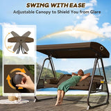 3 in 1 Outdoor Porch Swing with Adjustable Canopy, 3 Seat Outdoor Swing for Adults - Photo 4