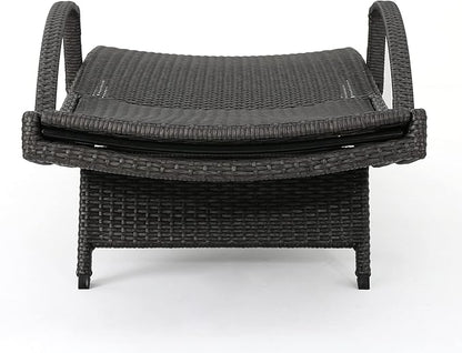 Christopher Knight Home Salem Outdoor Wicker Armed Chaise Lounge, Grey