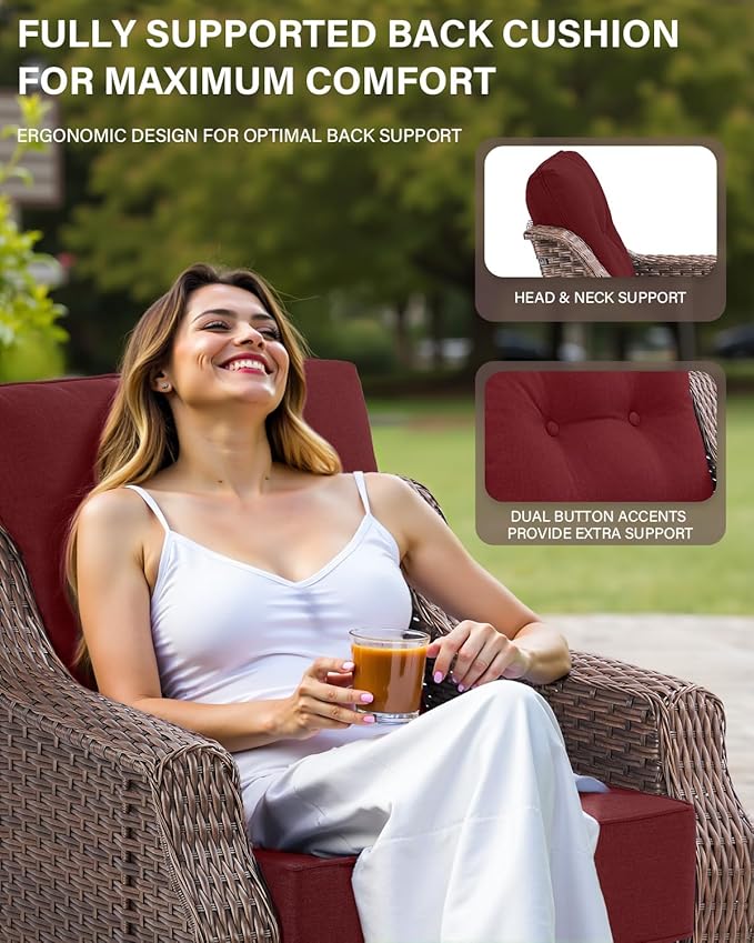 10 Piece High Back Outdoor Patio Furniture Set - Patio Conversation Set with Swivel Rocker Outdoor Chairs Set of 4 and - Photo 4