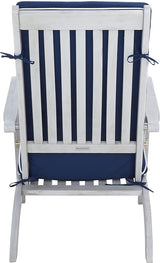 SAFAVIEH Outdoor Collection Palmdale Grey Solid Wood/Navy Cushion Chaise Lounge Chair (PAT7015B) - Photo 5