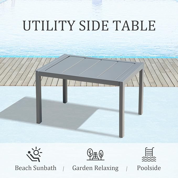 Domi Outdoor Chaise Lounge Chair with Wheels, Patio Lounge Chairs for Outside Set of 3, Sturdy Metal Frame with 5 Adjustable Position Recliner for Porch, Beach,Pool, Yard, Navy Blue