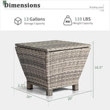 Outdoor PE Wicker Side Table with Storage – 13 Gallon Patio Storage Bin, All-Weather Rattan Coffee Table for Garden - Photo 3