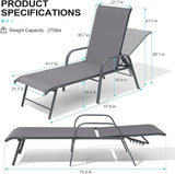Crestlive Products Chaise Lounge Chair Outdoor with Armrests, Pool Lounge Chairs Set of 2 - Photo 3