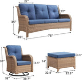 Rilyson Patio Furniture Swivel Chairs Set - 5 Piece Wicker Rattan Outdoor Sectional Conversation Sets with 2 Rocking - Photo 2