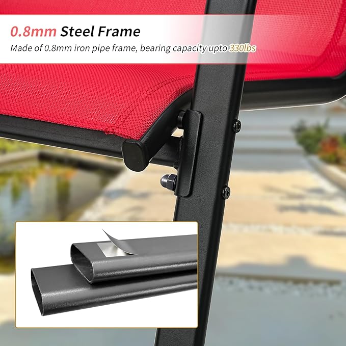 Outdoor Rocking Chairs with Backrest/Armrests-Assembly for Patio Lawn Garden Balcony Deck Camping Porch-Set of 2 (Red)