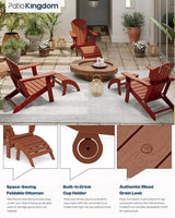6-Piece Folding Adirondack Chair Set with Cup Holders, Ottomans, Side Table & 9FT Patio Umbrella with Base - Photo 9