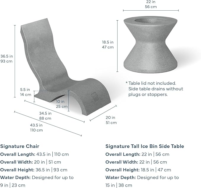 Ledge Lounger Signature Chair Set - Two Chairs - Ice Bin Side Table - in-Pool - On-Deck - Water Depths 0-9” - All Types - Photo 5