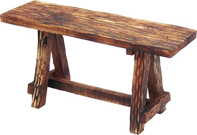 The Urban Port Wooden Garden Patio Bench with Retro Etching, Cappuccino Brown - Photo 1